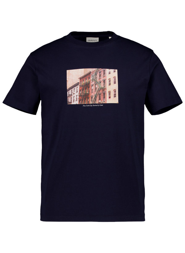 T-Shirt, Regular Fit, Baumwolle, nachtblau