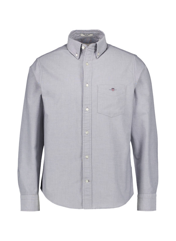 Hemd, Regular, Oxford, Button-Down, Brusttasche, grau