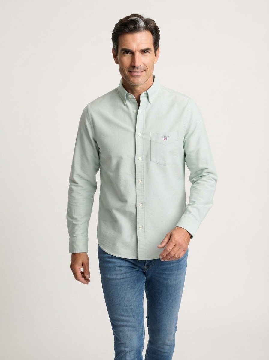 Hemd, Regular, Oxford, Button-Down, Brusttasche, mint