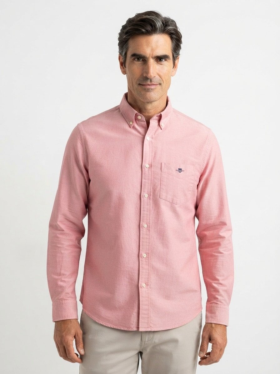 Hemd, Regular, Oxford, Button-Down, Brusttasche, rot