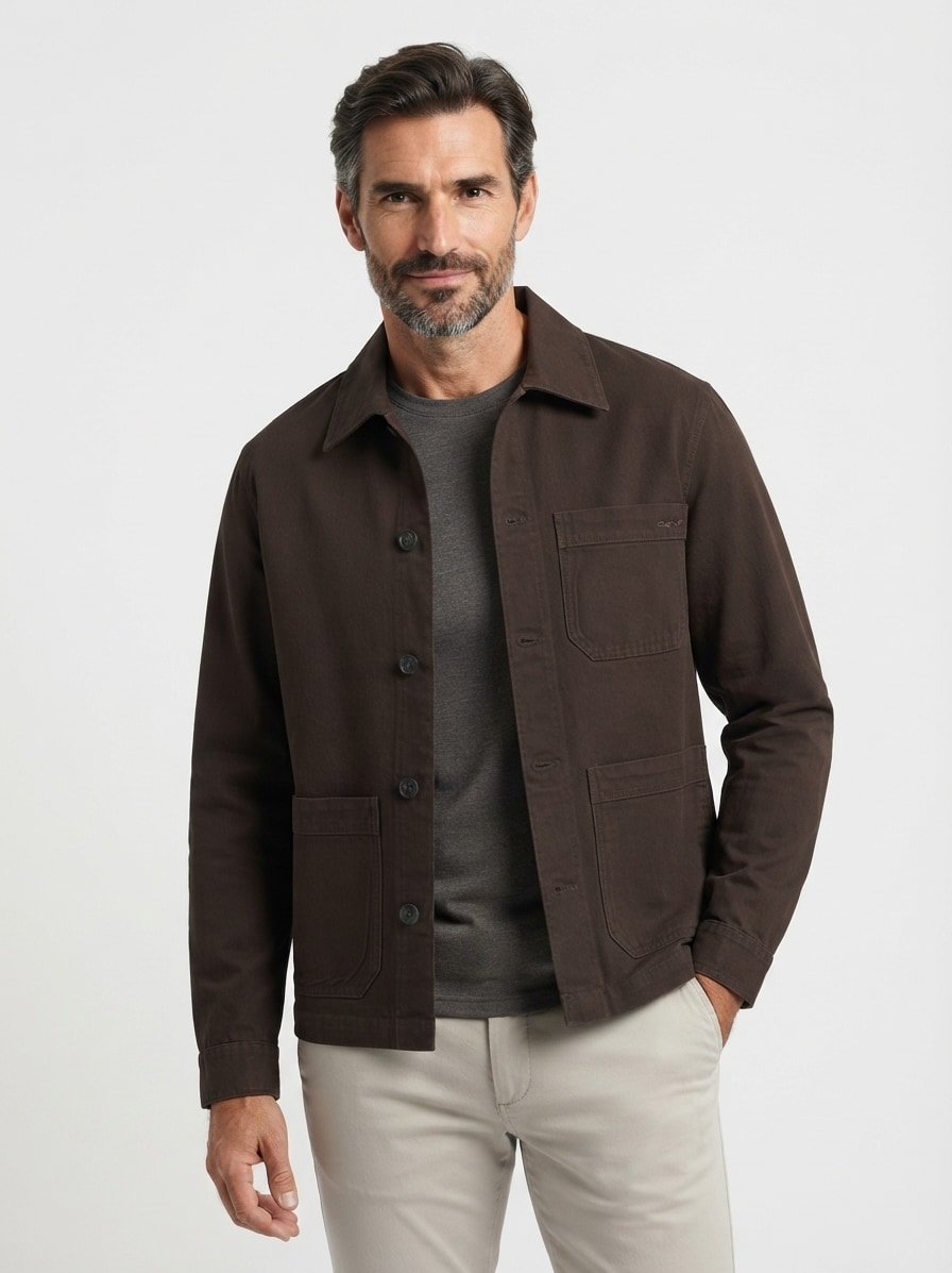 Overshirt, Baumwolle, schwarzbraun
