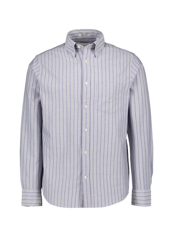 Hemd, Regular, Oxford, Button-Down, Brusttasche, grau gestreift