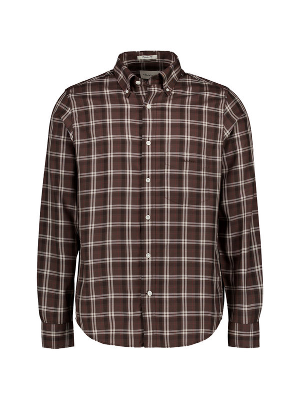 Hemd, Regular, Baumwolle-Lyocell, Button-Down, Brusttasche, braunr kariert