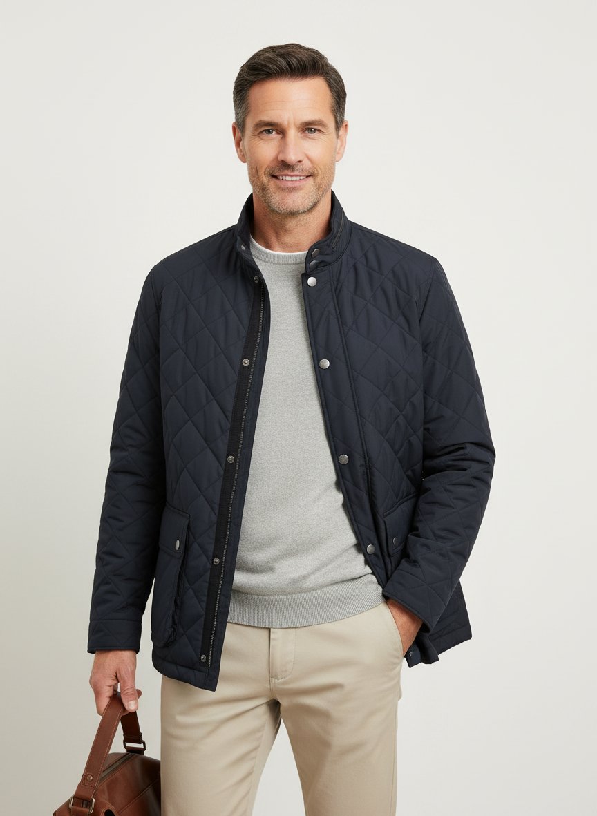 Steppjacke, Mikrofaser wasserabweisend, schwarz
