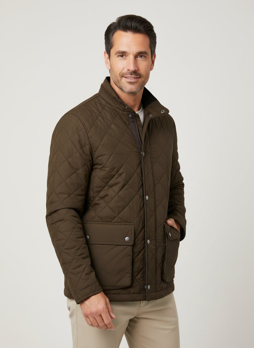 Steppjacke, Mikrofaser wasserabweisend, oliv-schwarzbraun