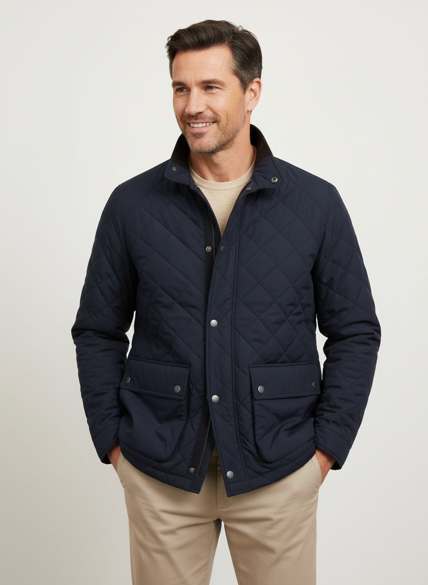 Steppjacke, Mikrofaser wasserabweisend, dunkelblau