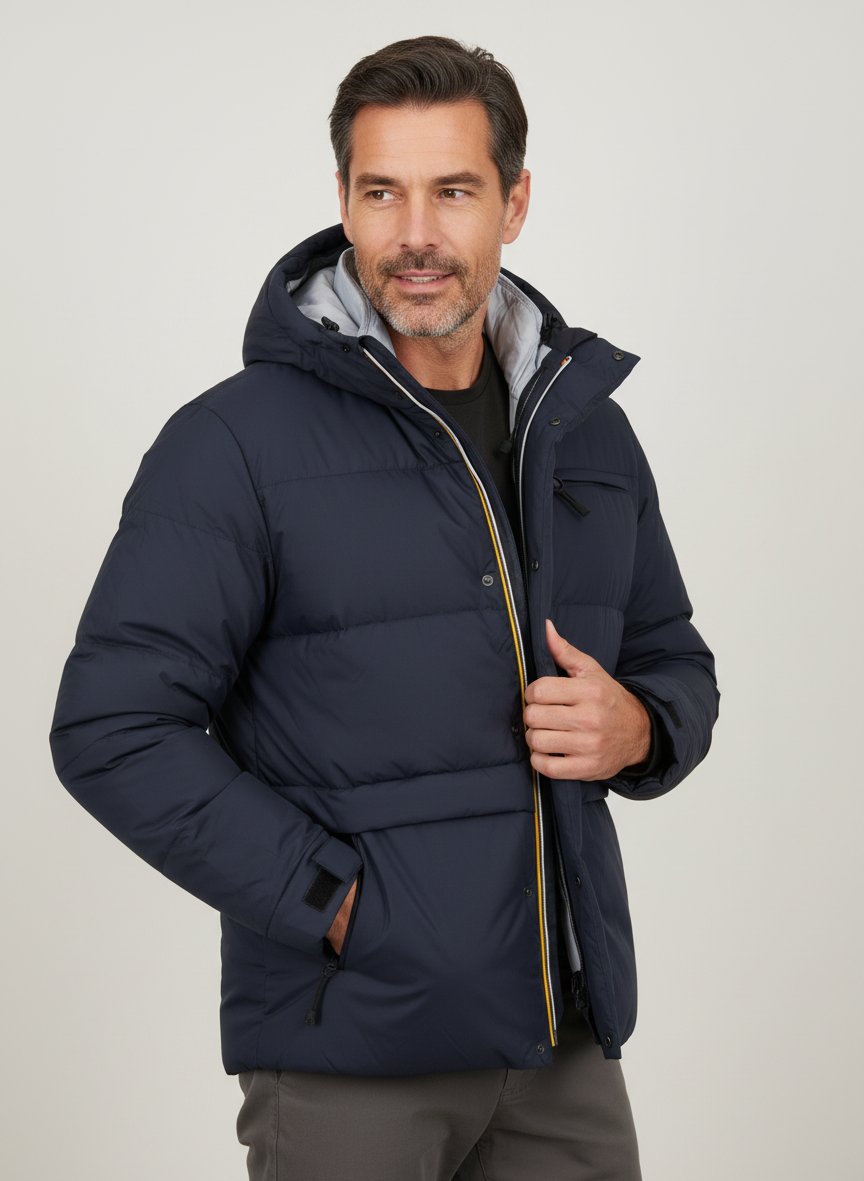 Daunenjacke, Mikrofaser wasserabweisend, blau