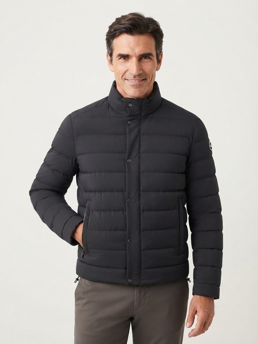 Daunenjacke, Nylon, schwarz