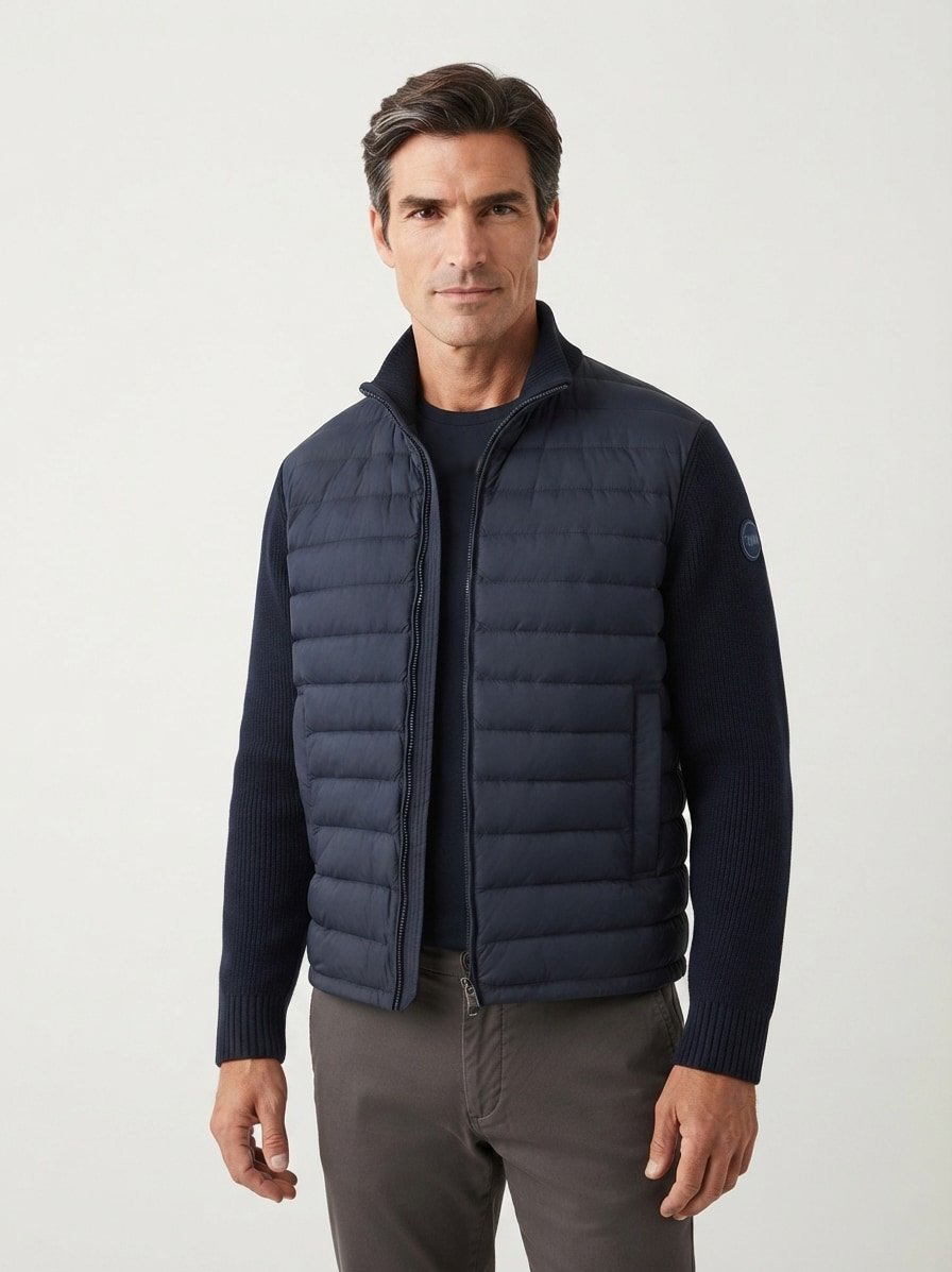 Hybrid Jacke, Strick Mikrofaser, navy