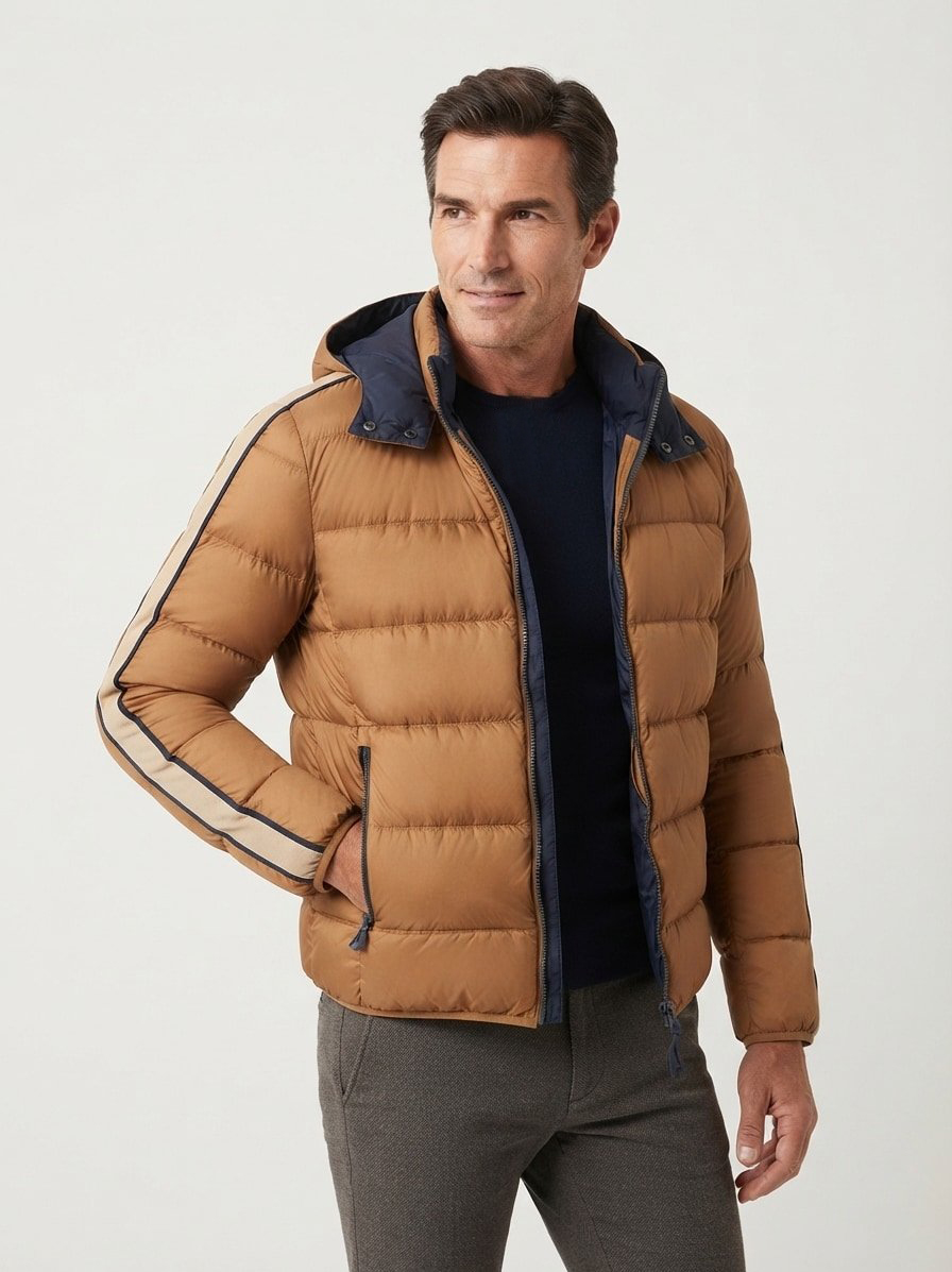 Daunenjacke, Nylon, hellbraun