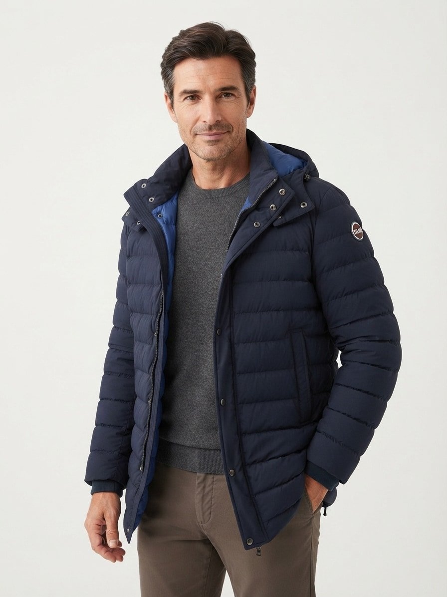 Daunenparka, Mikrofaser wasserabweisend, navy