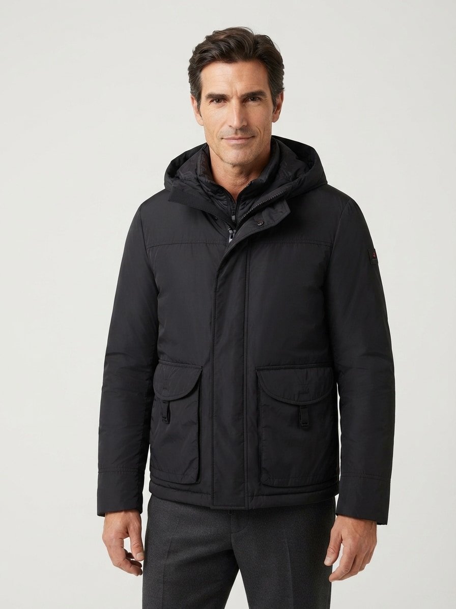 Daunenjacke Ronnie, Mikrofaser wasserabweisend, schwarz