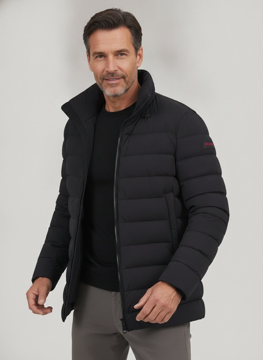 Daunenjacke Nigel, Mikrofaser wasserabweisend, schwarz