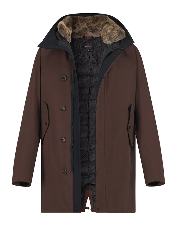 Daunenparka Kasa, Baumwolle Echtfellkragen, braun