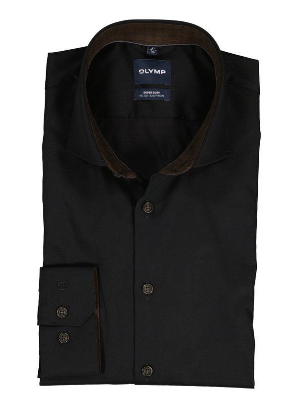 OLYMP Herren Hemd schwarz Baumwoll-Stretch