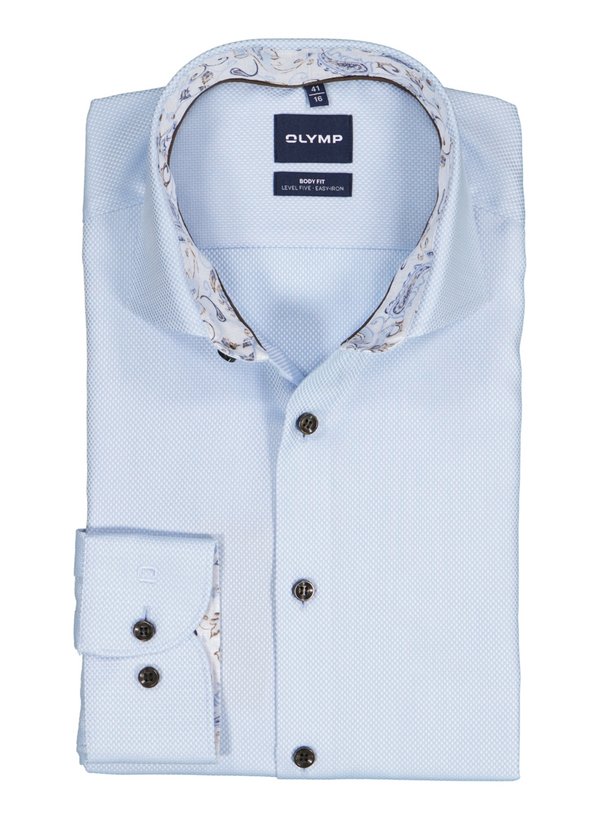 OLYMP Herren Hemd blau Baumwoll-Stretch