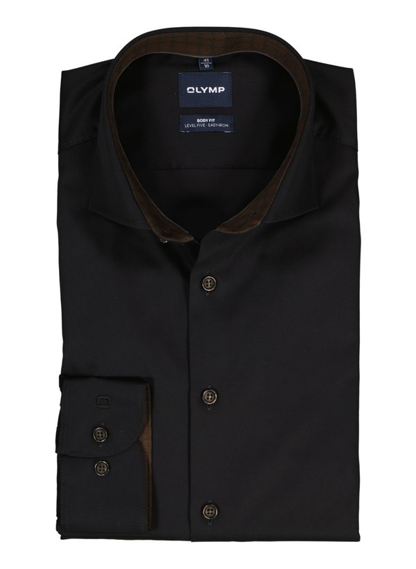 OLYMP Herren Hemd schwarz Baumwoll-Stretch