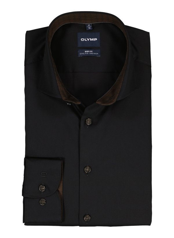 OLYMP Herren Hemd schwarz Baumwoll-Stretch
