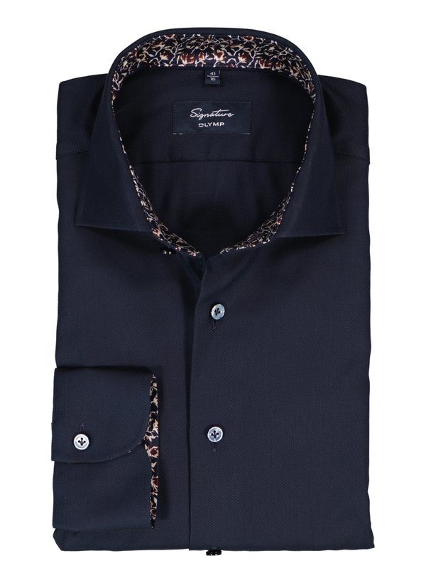 Hemd, Tailored, Baumwolle, Kent, nachtblau