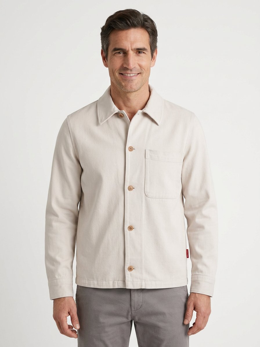 Overshirt Joro, Twill, Brusttasche, ecru