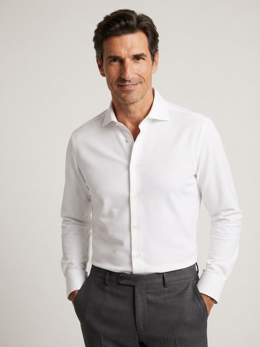 Hemd Phil, Slim Fit, Jersey, Kent, weiß