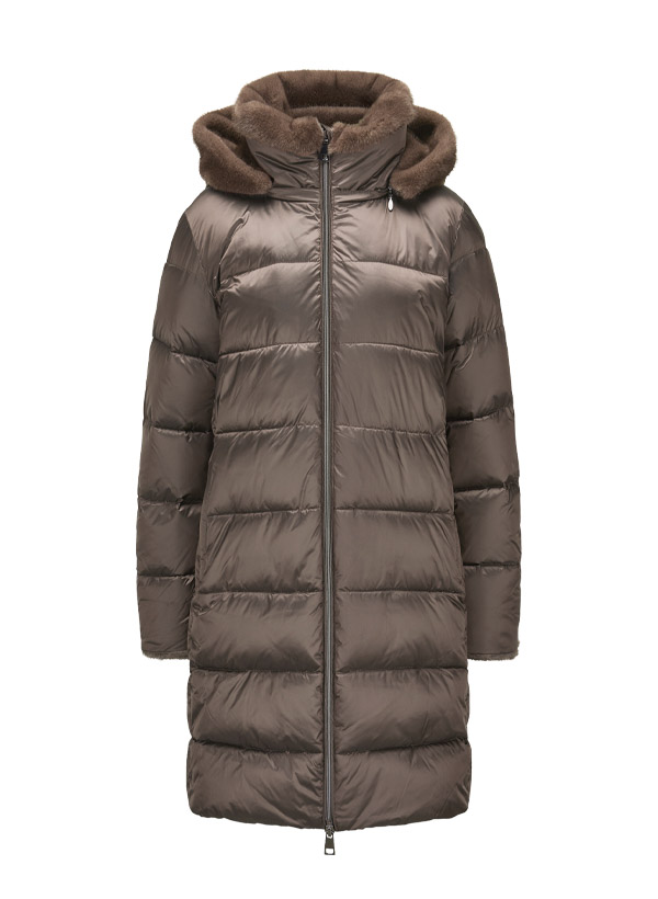 Steppmantel MSLouise, Mikrofaser Fake Fur, taupe