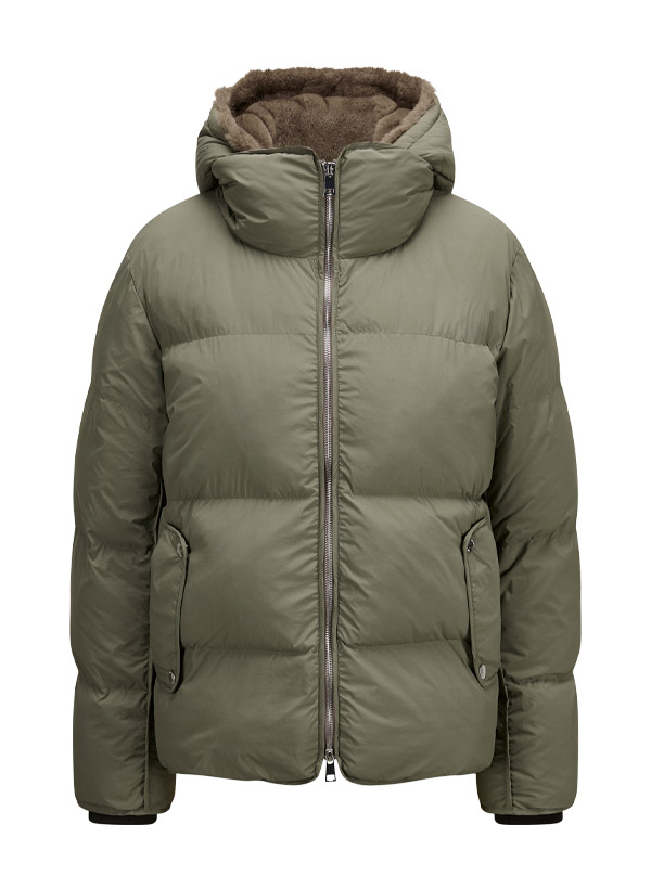 Daunenjacke MSElsie, Mikrofaser Fake Fur, oliv