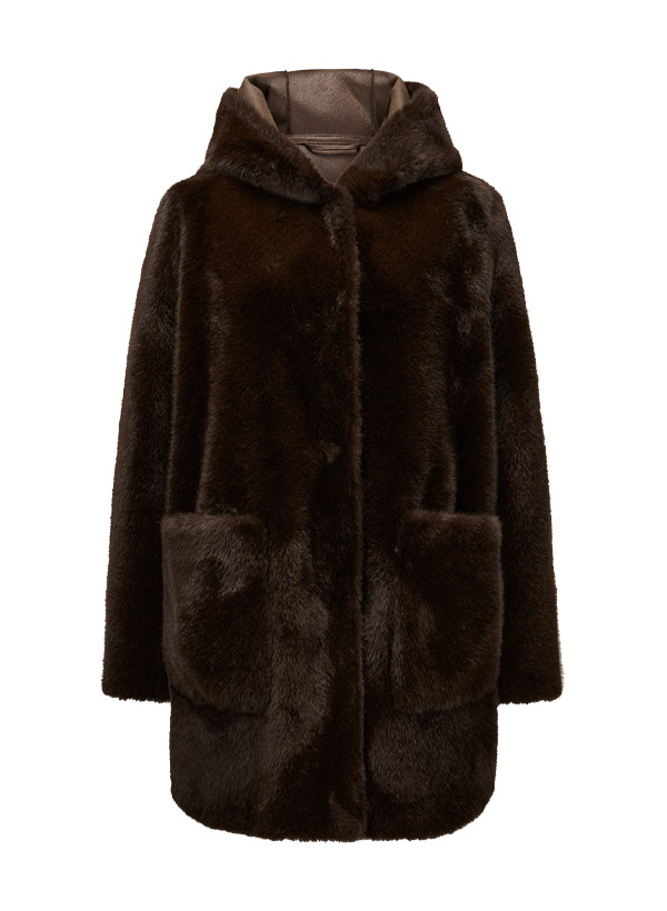 Wendemantel MSSerafina, Fake Fur, tabak