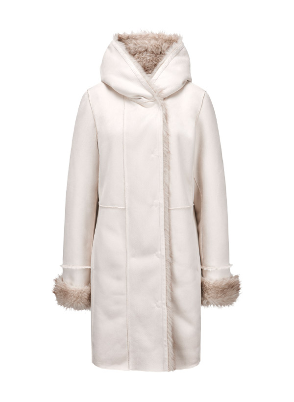 Mantel MSMabel, Fake Fur, hellbeige