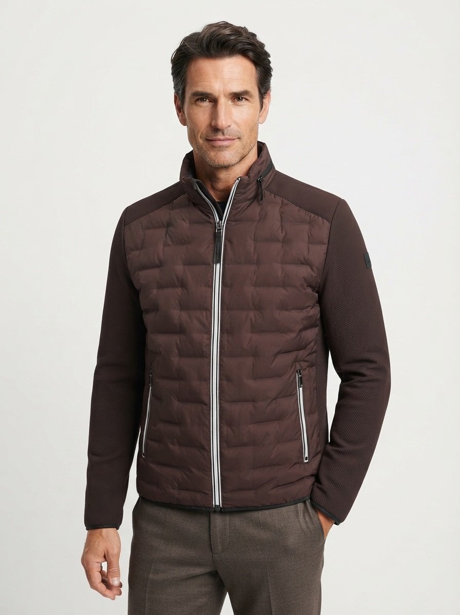 Hybridjacke MSNerano, Mikrofaser, rotbraun