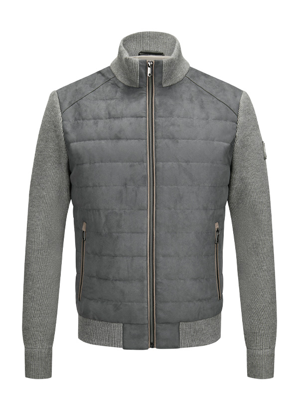 Steppjacke MSStanley, Mikrovelours Strick, rauchgrau