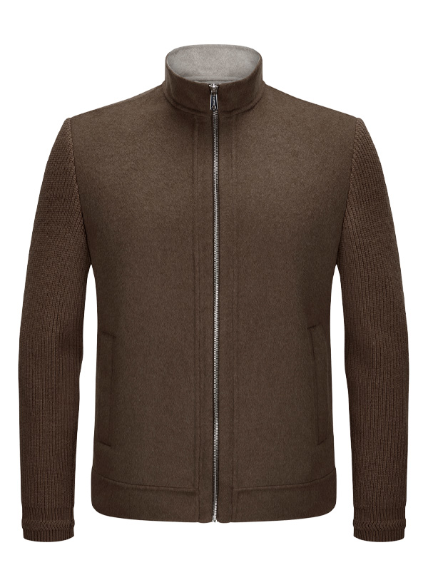 Hybridjacke MSKennedy, Doubleface-Wolle, tabak