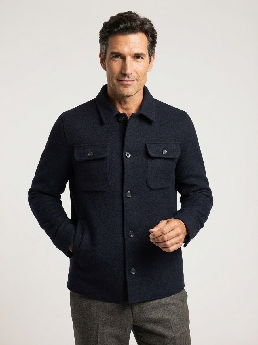 Overshirt MSPrescot, Doubleface-Wolle, nachtblau