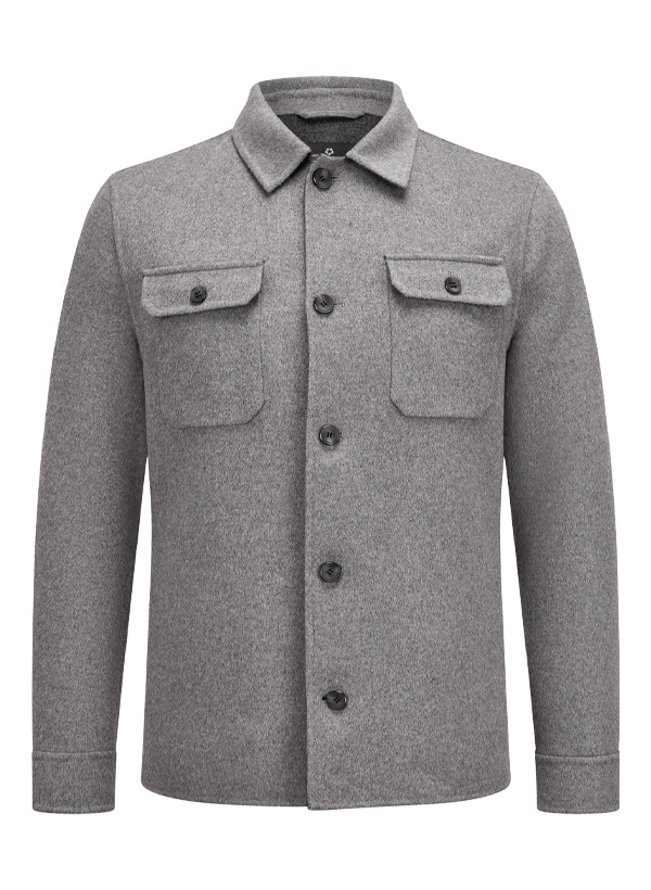 Overshirt MSPrescot, Doubleface-Wolle, grau meliert