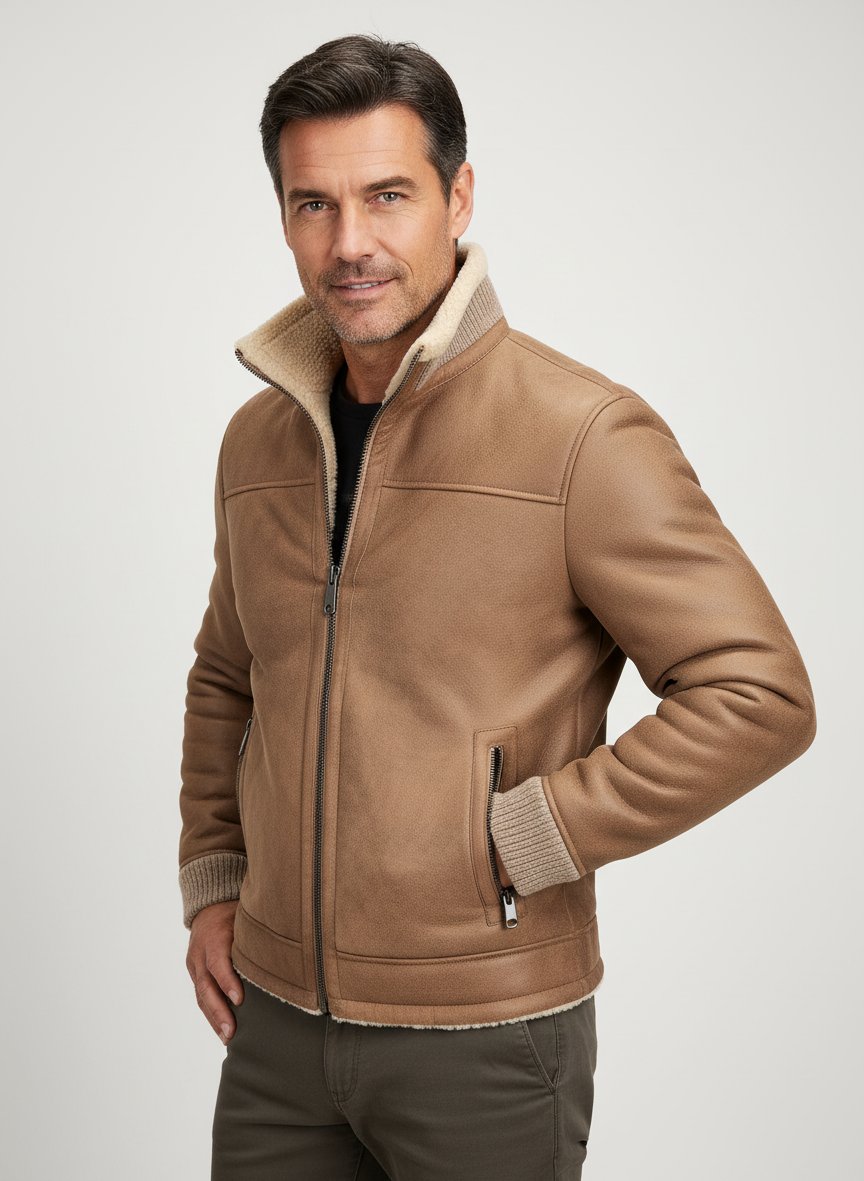 Jacke MSRiano, Mikrofaser Webpelz, camel