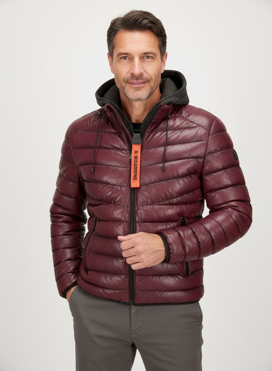 Lederjacke MSHarvey, Lammnappa, bordeaux