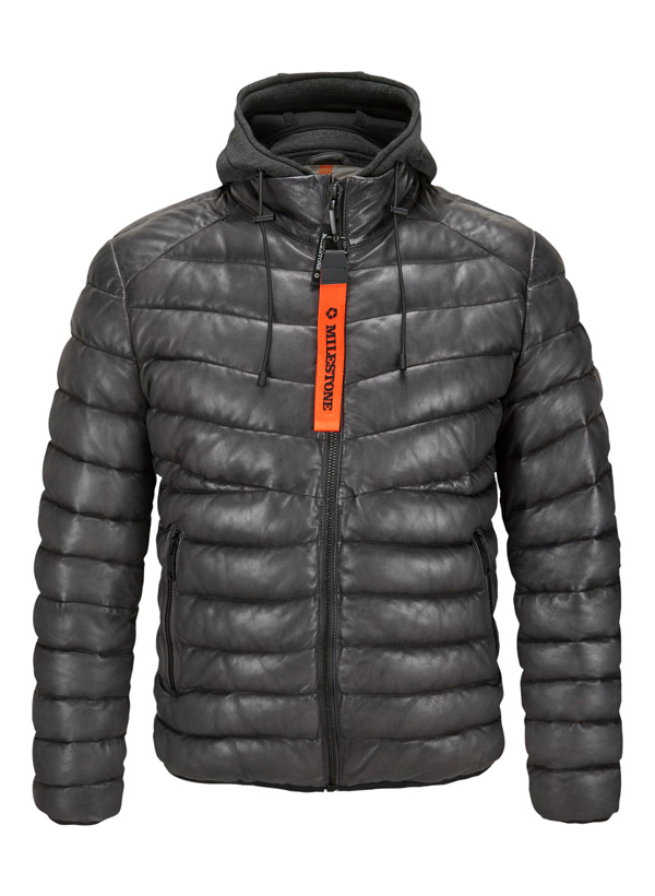 MILESTONE Herren Lederjacke grau