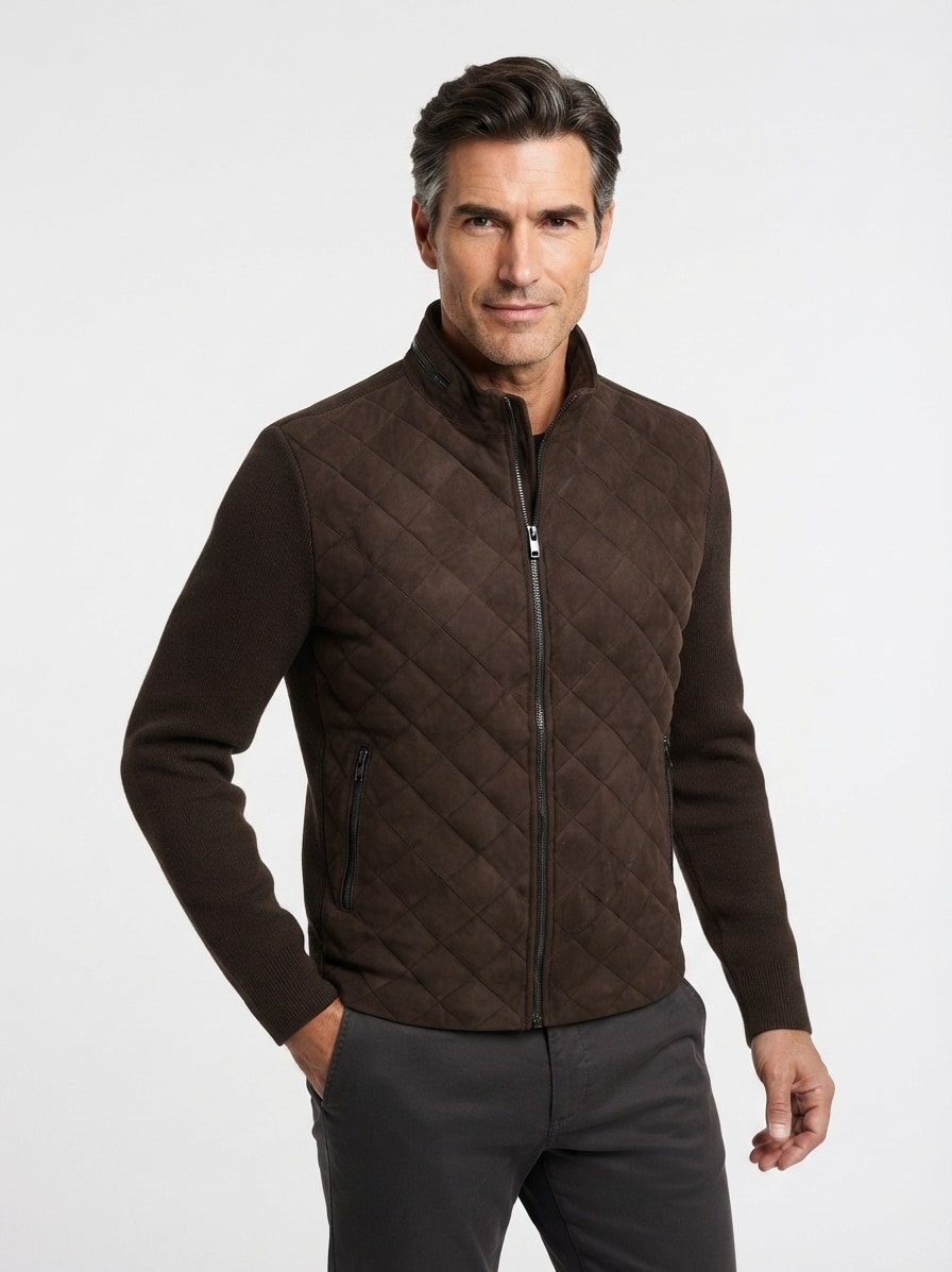 Hybrid Jacke MSPaxton, Ziegenvelours, dunkelbraun