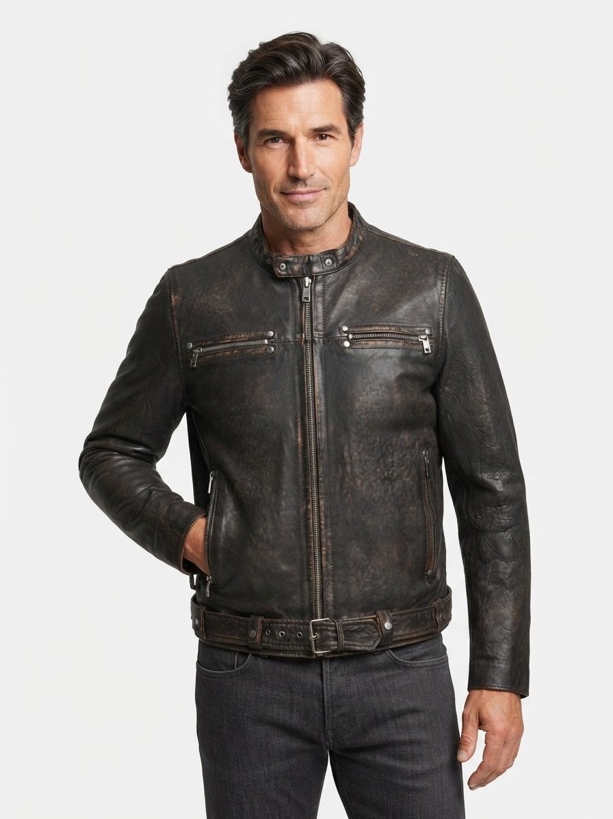 Lederjacke MSAramis, Lammnappa, schwarz