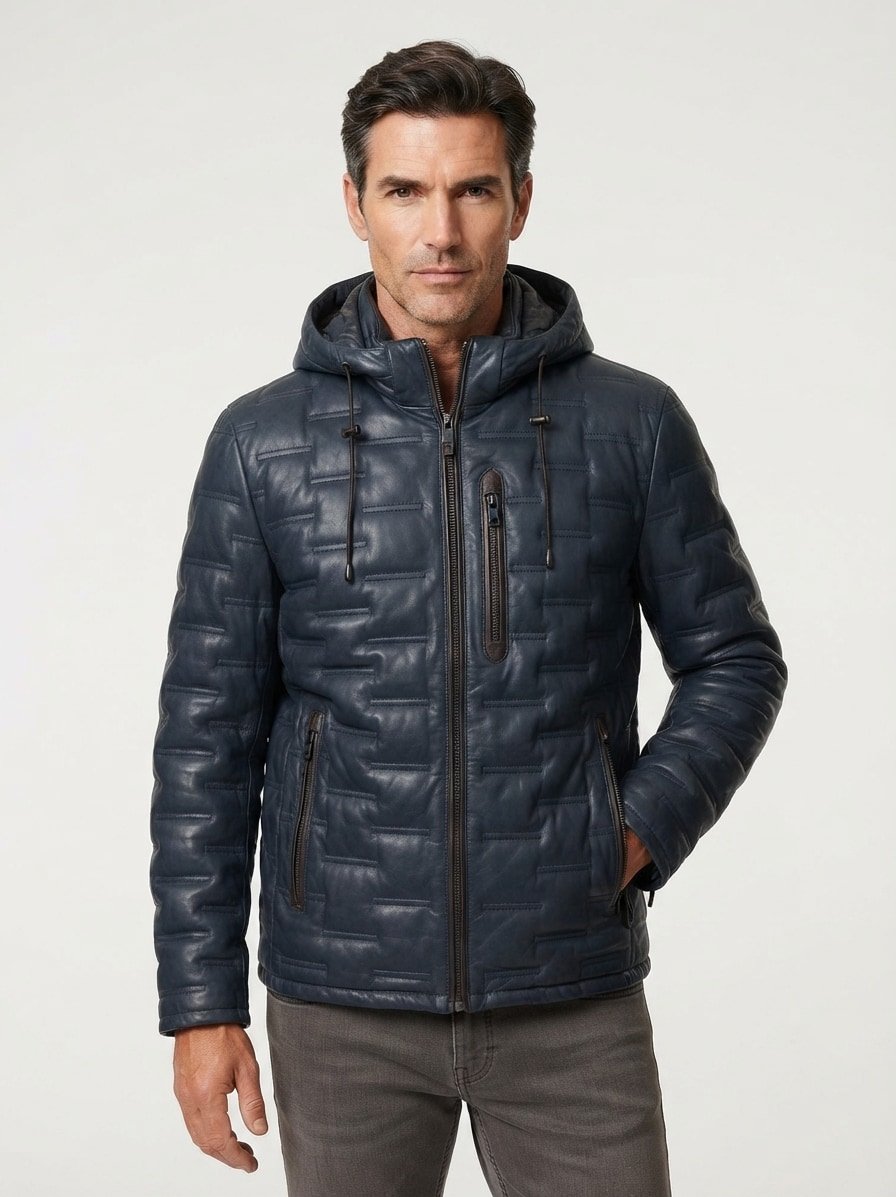 Lederjacke MSTamino, Lammnappa, marine