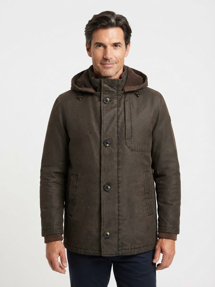 Jacke MSBen, Baumwolle beschichtet, dunkelbraun