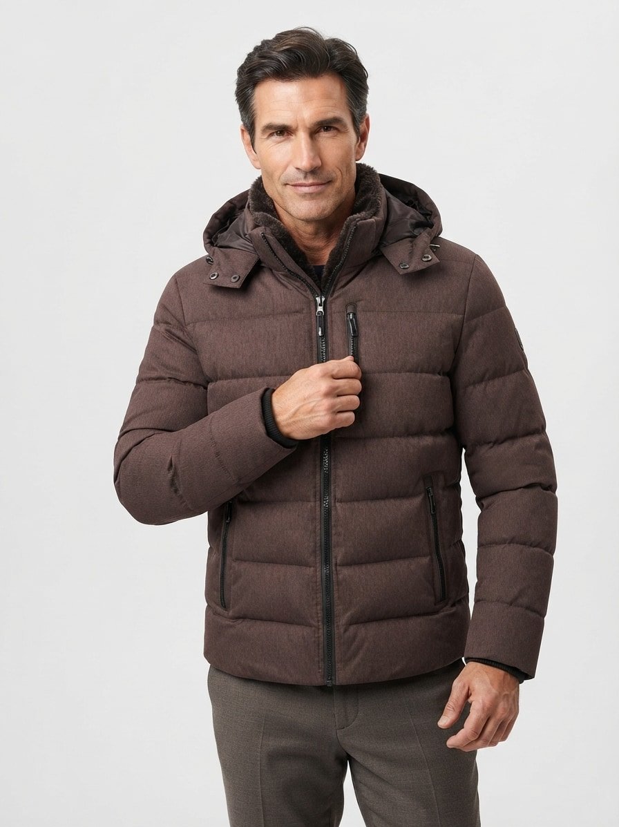 Steppjacke MSMike, Mikrofaser wasserabweisend, dunkelbraun