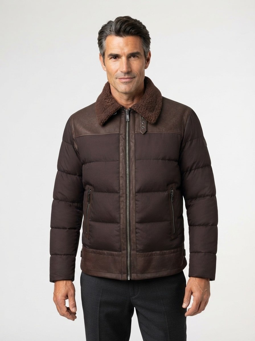 Steppjacke MSHawkins, Mikrofaser wasserabweisend, dunkelbraun
