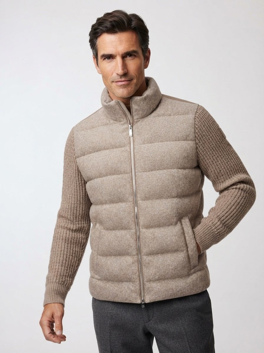 Hybrid Jacke MSChester, Wollmelange, sand