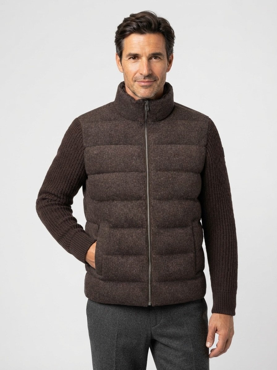Hybrid Jacke MSChester, Wollmelange, dunkelbraun