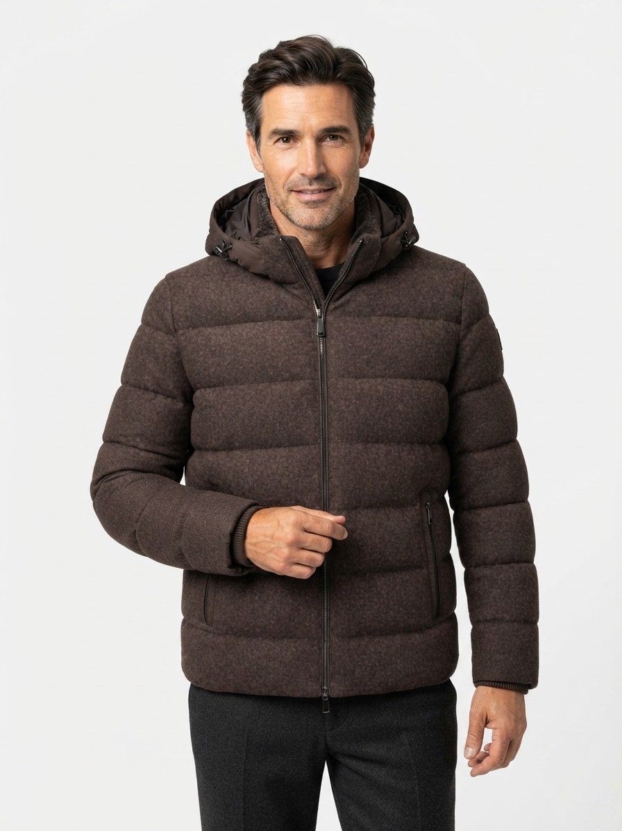 Steppjacke MSMason, Wollmelange, dunkelbraun