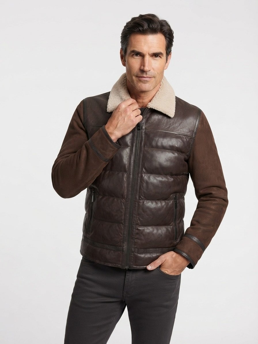 Lederjacke MSRemis, Lammleder, dunkelbraun