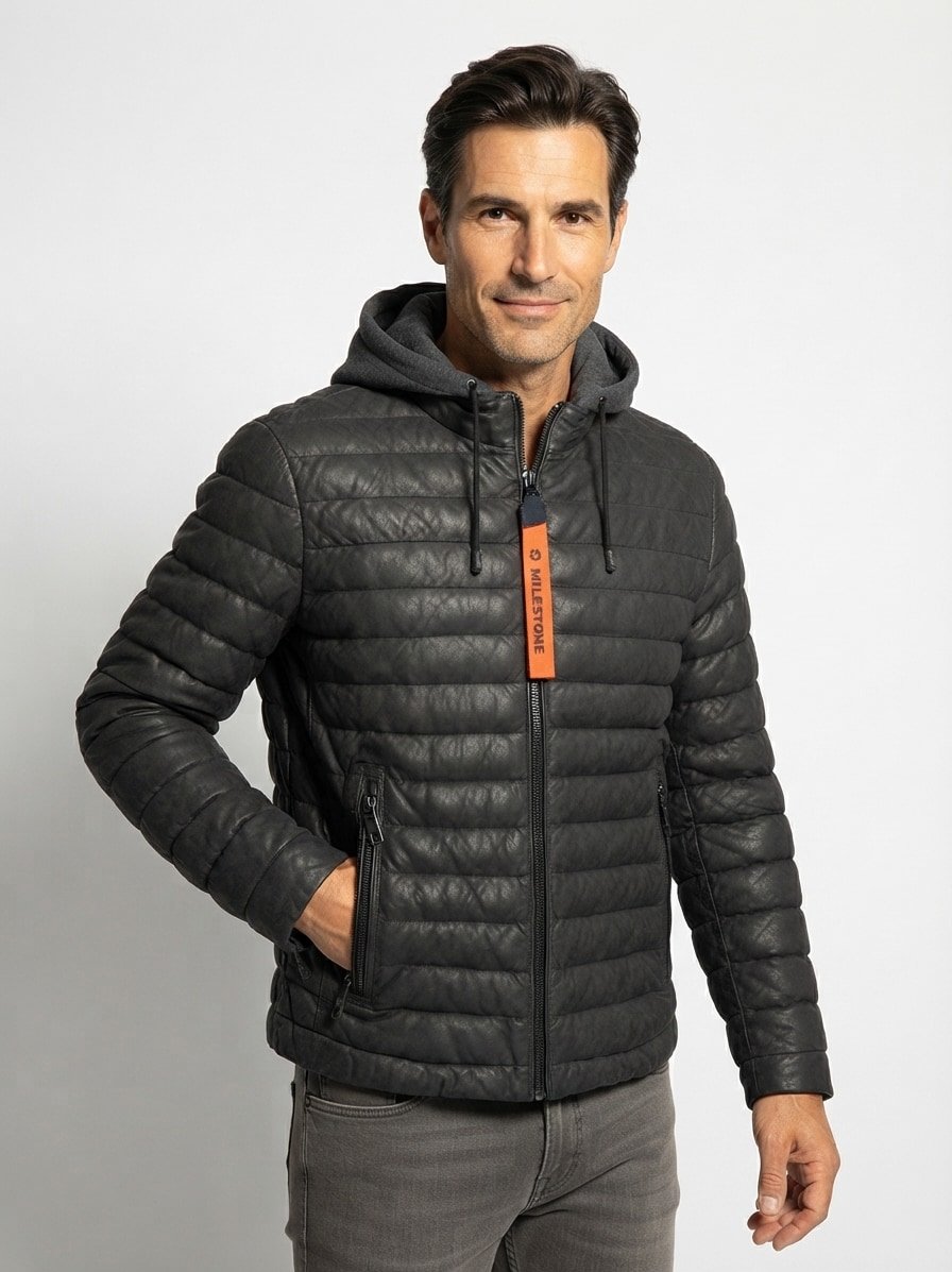 Lederjacke MSViano, Lammleder, schwarz