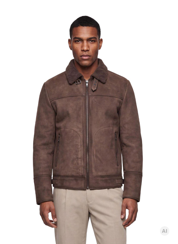 Lederjacke MSCamino, Ziegenvelours, schlamm