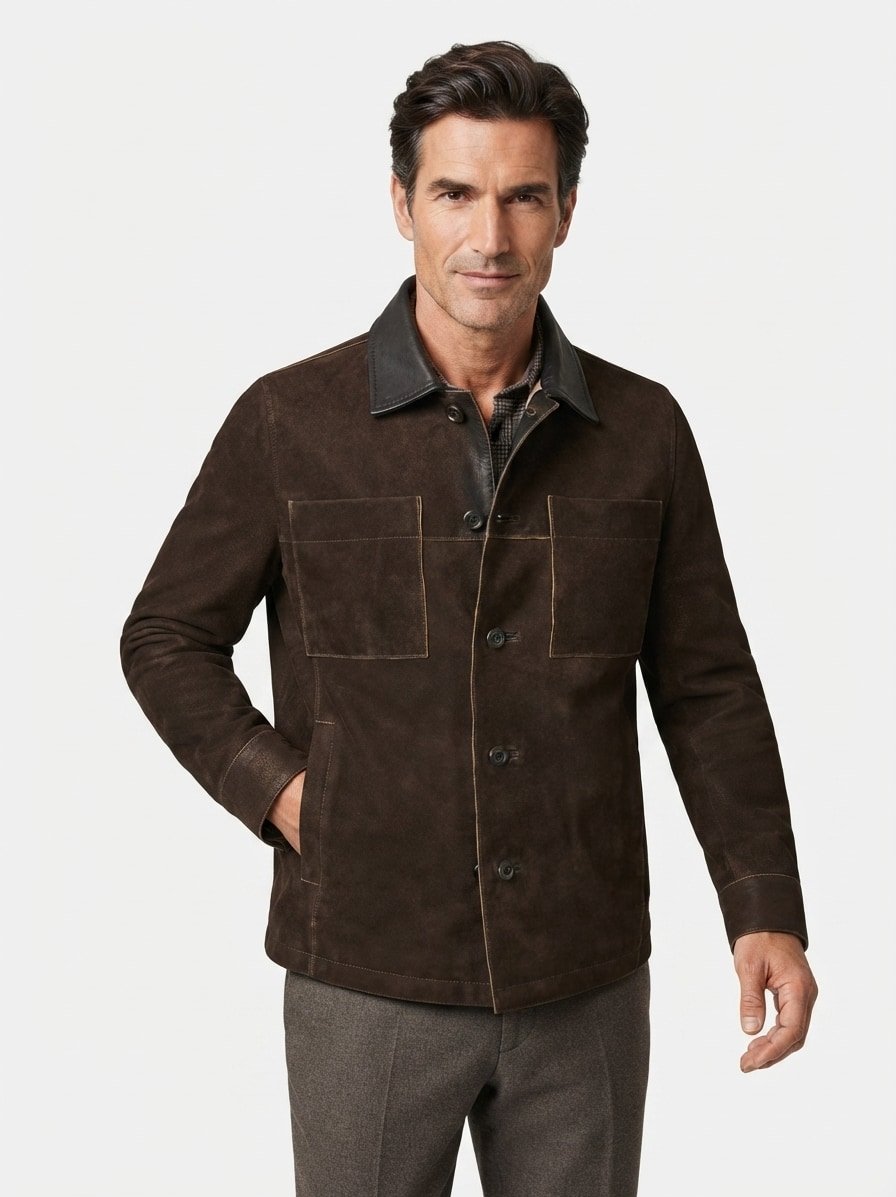 Lederjacke MS Damian, Ziegenvelours, tabak